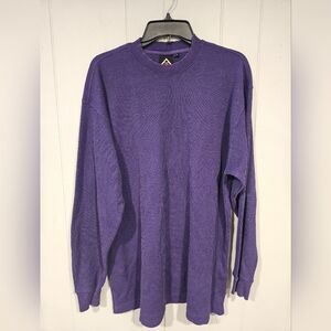 Access Thermal Shirt Mens Large Purple Waffle Knit Crewneck Long Sleeve Pullover